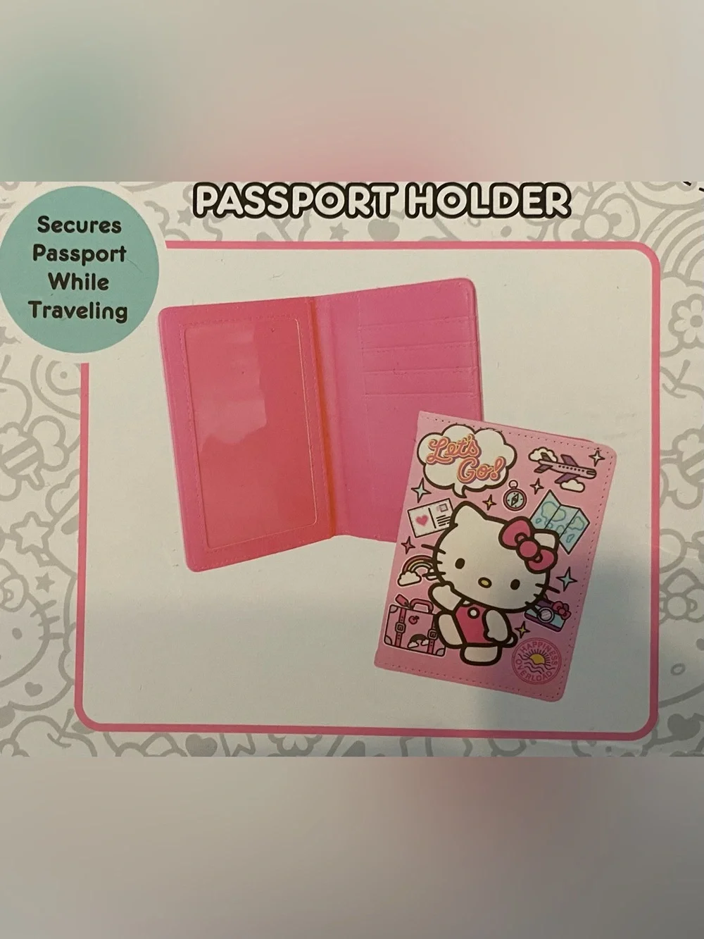 HELLO KITTY Travel Accessory Set Passport Holder Luggage Tags ID wallet & Straps